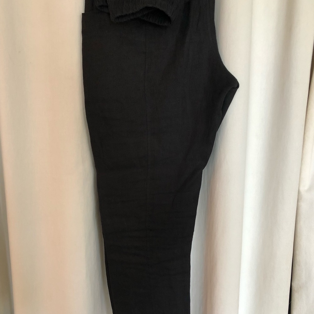 Elizabeth Suzann black linen Clyde workpant size 2r